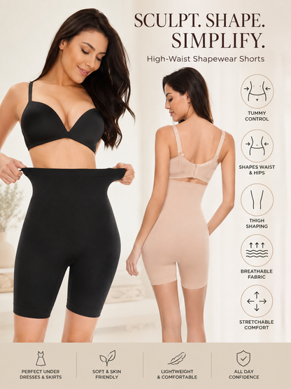 Women’s High-Waist Shapewear Shorts – Tummy & Thigh Control