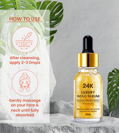 24K Gold Face Serum improves Dullness Reduces fine lines (30 ml)