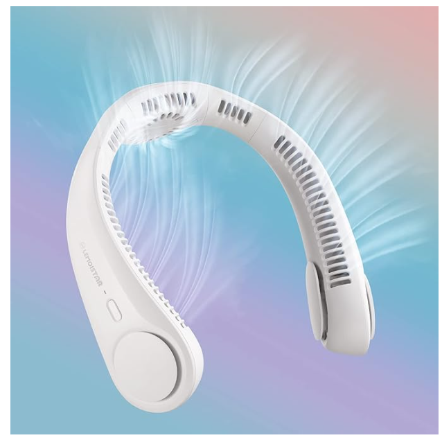 Portable Neck Fan with 79 Outlets, Newest 3 Motors Design, Bladeless Hanging Wearable Fans, Battery Operated Hands-Free Fan,3 Speeds,USB Leafless Sports Fan, Rechargeable Personal Fan, Sleek