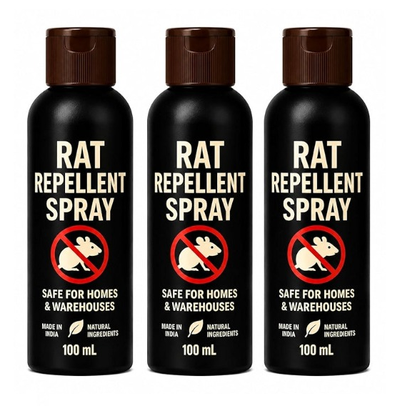 Rat Repellent Spray - Non Toxic Rodent Control for Vehicles & Home (3 x 100 ml)